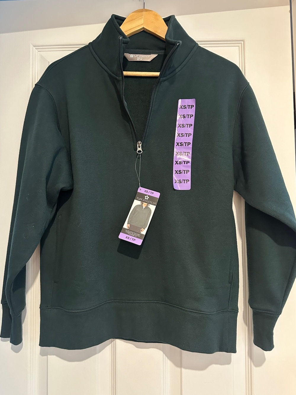 Classic Quarter-Zip Women's Sweatshirt in Dark Forest Green